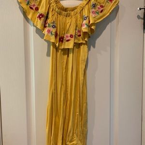 Giddy Up Glamour embroidered off shoulder dress